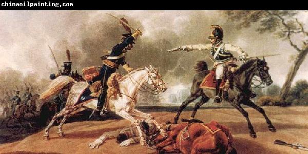 Wilhelm von Kobell Austrian cuirassiers fighting French hussars