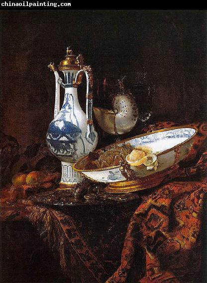 Willem Kalf Still-Life with an Aquamanile, Fruit, and a Nautilus Cup