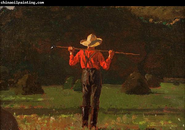 Winslow Homer Farmer with a Pitchfork, oil on board painting by Winslow Homer