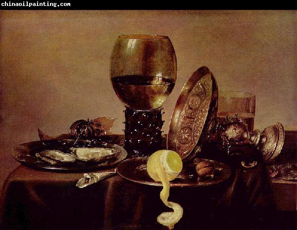 unknow artist Still life with oysters, a rummer, a lemon and a silver bowl