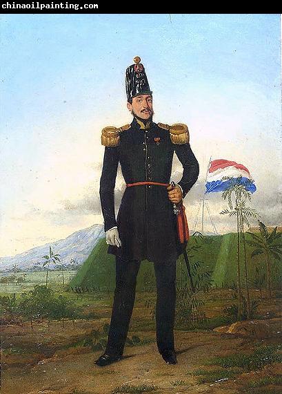 unknow artist Oil painting with an officer of the KNIL, the Royal Dutch East Indies Army.