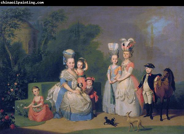 unknow artist Portrait of Carolina Wilhelmina of Orange (1743-1787) and her children.