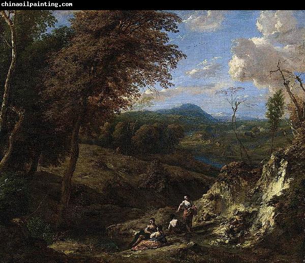 unknow artist Wooded Hilly Landscape