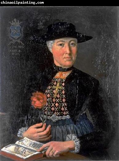 unknow artist Damenportrat Anna Maria Holzmann in Zuger Burgertracht