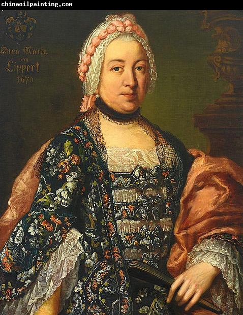 unknow artist Portrait der Anna Maria von Lippert, mit Wappen und Jahreszahl