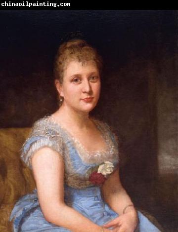 unknow artist Portrait of a woman wearing a blue dress with white lace