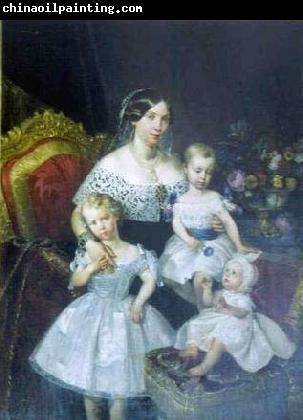 unknow artist Louise Marie Therese d'Artois, Duchess of Parma with her three children