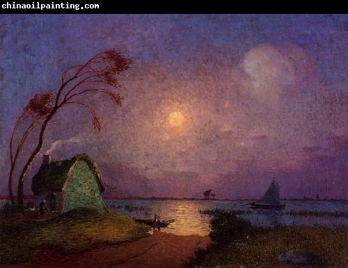 unknow artist Cottage in the Moonlight in Briere