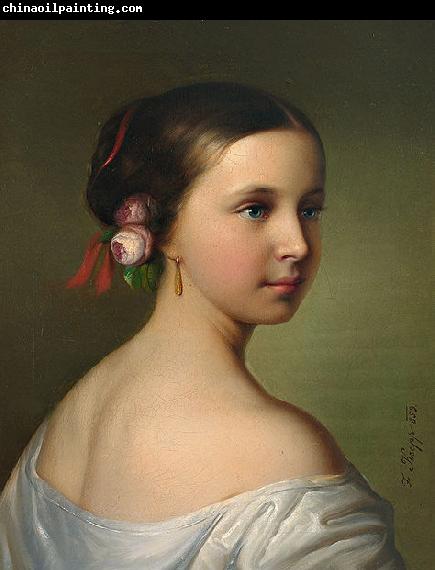 unknow artist Portrait of a young woman with roses in her hair