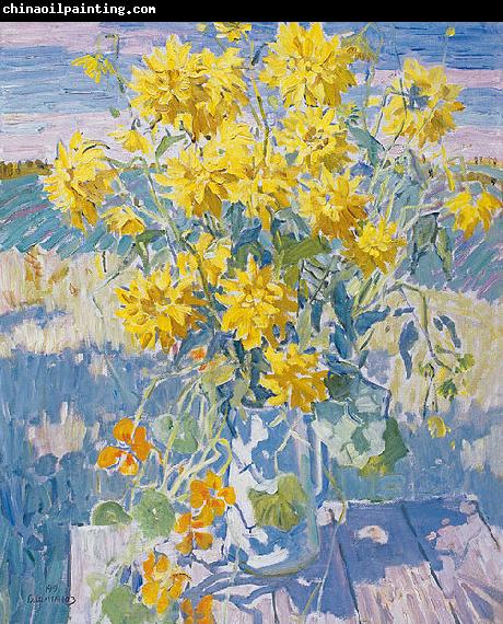 unknow artist September Yellow flowers