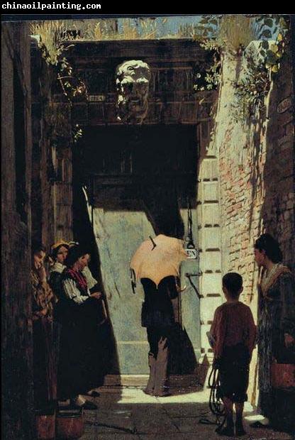 unknow artist Ingresso di una casa patrizia a Venezia, oil painting by Giacomo Favretto