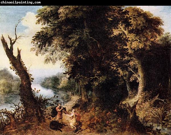 Abraham Govaerts Landscape with Diana Receiving the Head of a Boar