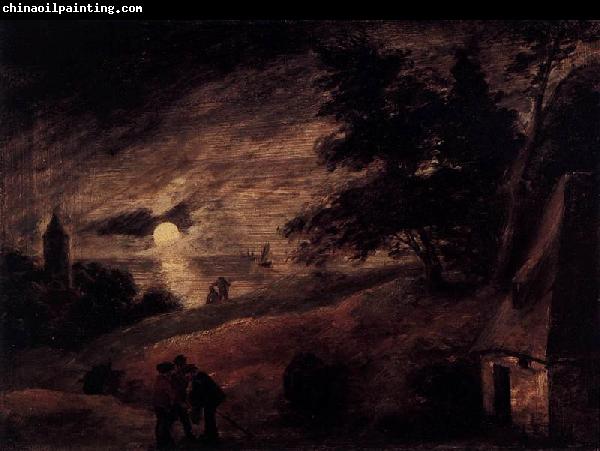 Adriaen Brouwer Dune Landscape by Moonlight