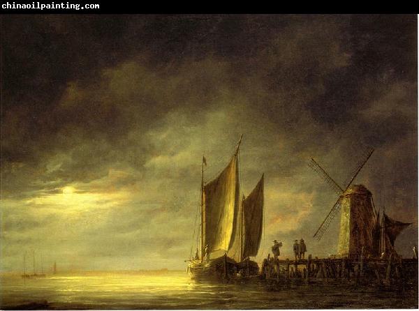 Aelbert Cuyp Fishing boats by moonlight.