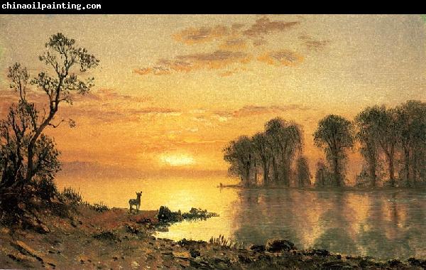 Albert Bierstadt Deer and River