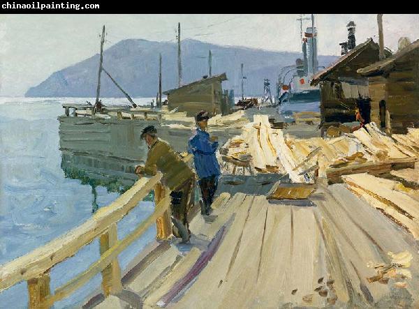 Anatoli Ilych Vasiliev Baikal Lake boat station. At the moorage