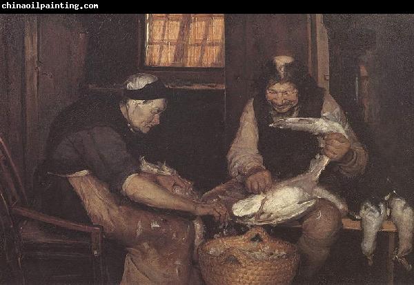 Anna Ancher Two Old People Plucking Gulls