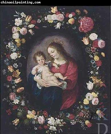 Antoine Sallaert Madonna: i.e. Mary with the Christ-child in a garland of flowers.