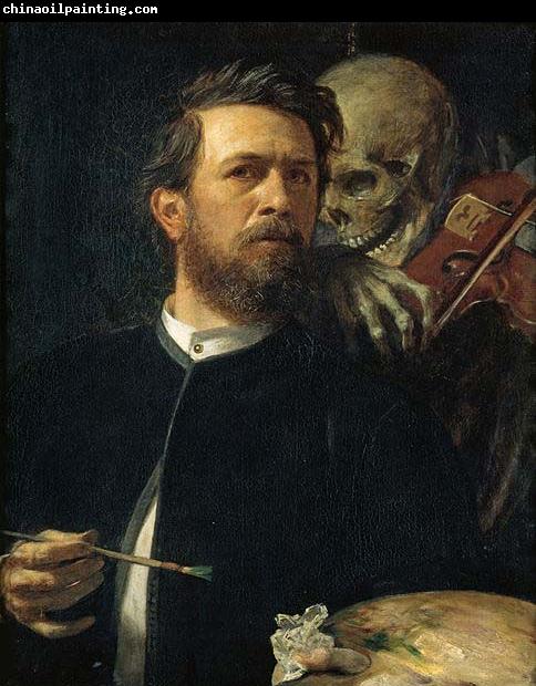 Arnold Bocklin Selbstportrat mit fiedelndem Tod.