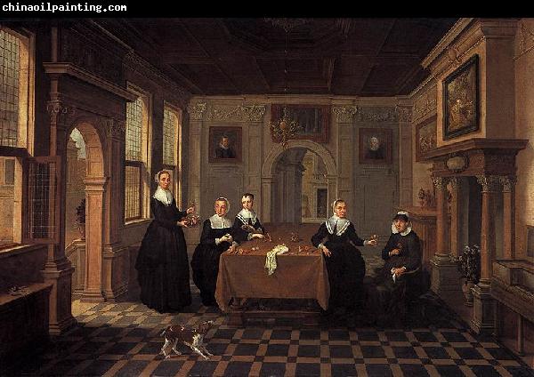 BASSEN, Bartholomeus van Five ladies in an interior