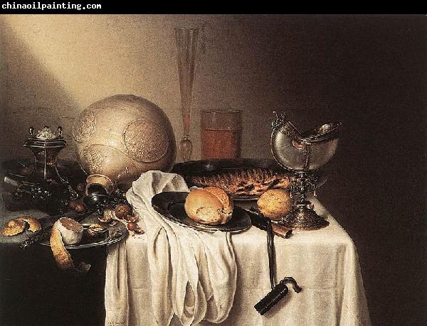 BOELEMA DE STOMME, Maerten Still-Life with a Bearded Man Crock and a Nautilus Shell