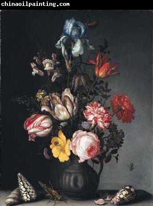 Balthasar van der Ast Flowers in a Vase with Shells and Insects