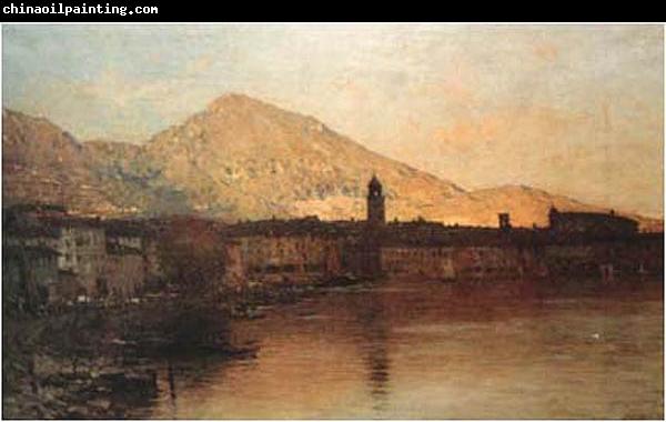 Bartolomeo Bezzi Sole cadente sul lago di Garda