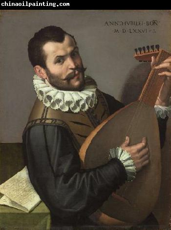 Bartolomeo Passerotti Portrait of a Man Playing a Lute 1576 Bartolomeo Passarotti, Italian