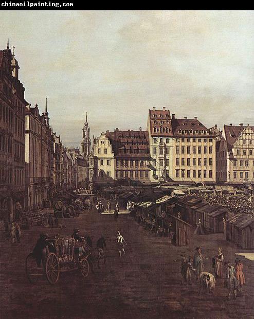 Bernardo Bellotto Ansicht von Dresden, Der Altmarkt von der Seegasse aus