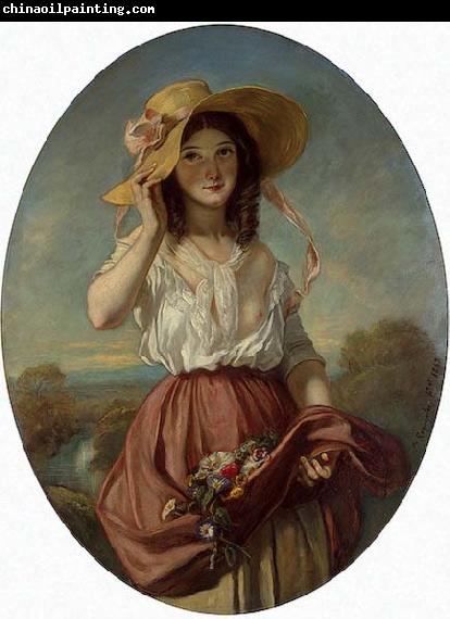 Camille Roqueplan Girl with flowers
