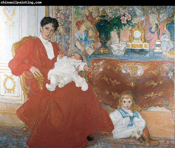 Carl Larsson Mrs Dora Lamm and Her Two Eldest Sons