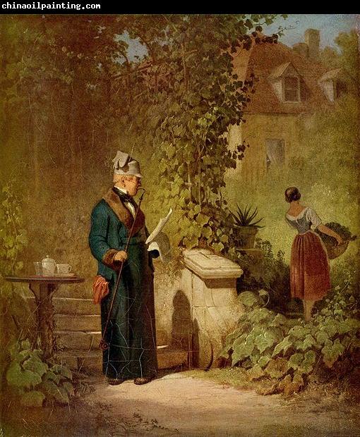 Carl Spitzweg Zeitungsleser im Garten