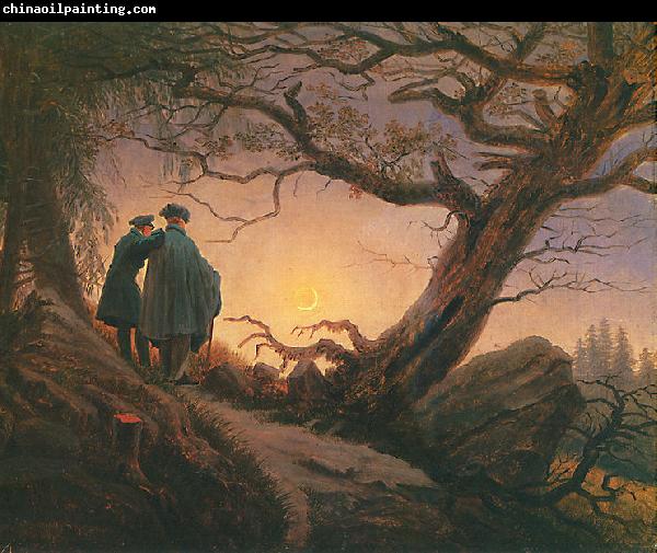 Caspar David Friedrich Zwei Manner in Betrachtung des Mondes