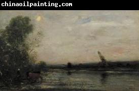 Charles-Francois Daubigny Rivier bij avond