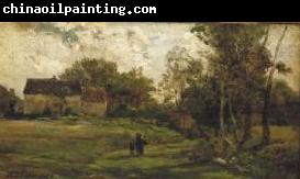 Charles-Francois Daubigny Landschap met boerderijen en bomen.