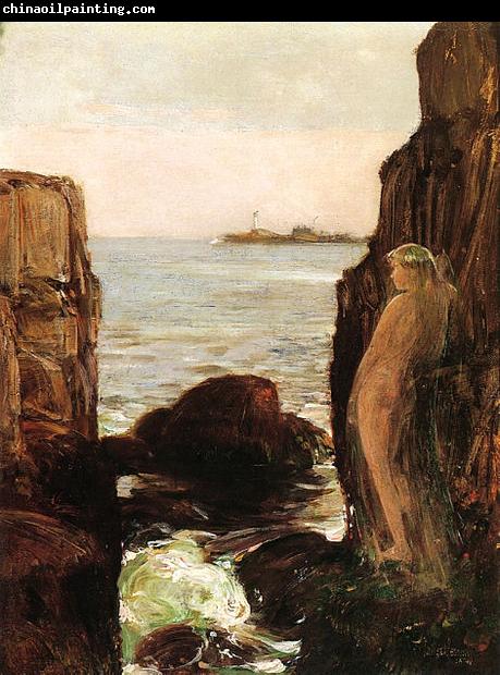 Childe Hassam Nymph on a Rocky Ledge