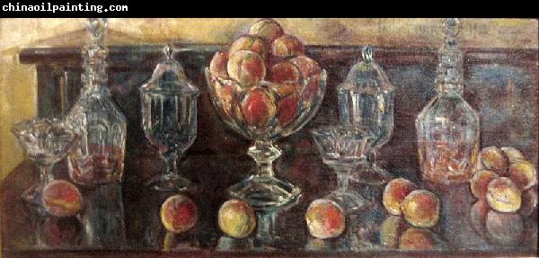 Childe Hassam Still Life with Peaches and Old Glass