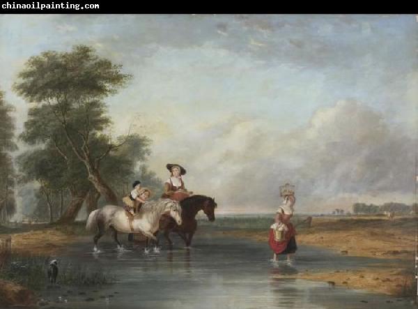 Cornelius Krieghoff Fording a River