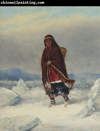 Cornelius Krieghoff Indian Woman in a Winter Landscape