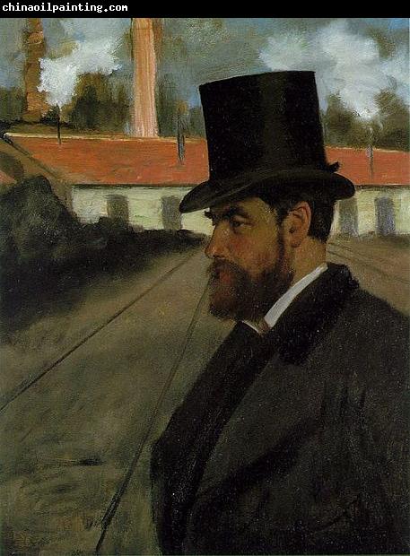 Edgar Degas Henri Rouart in front of his Factory