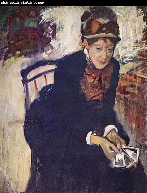 Edgar Degas Portrat der Miss Cassatt, die Karten haltend