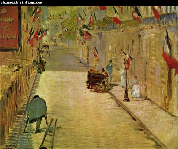 Edouard Manet Rue Mosnier mit Fahnen