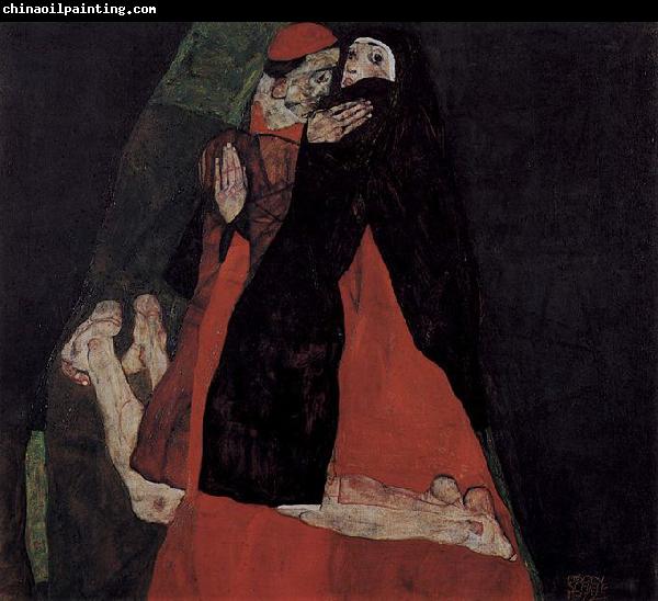 Egon Schiele Kardinal und Nonne oder Die Liebkosung