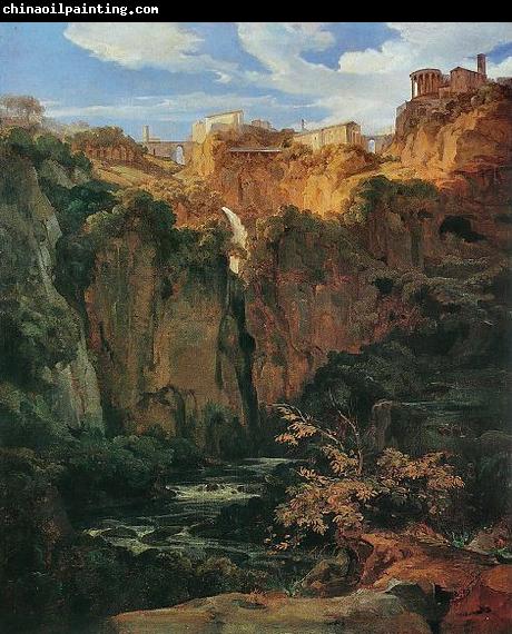 Ernst Fries Tivoli, les cascades et le temple de Vesta