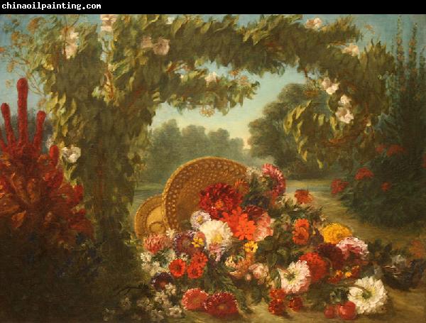 Eugene Delacroix Basket of Flowers