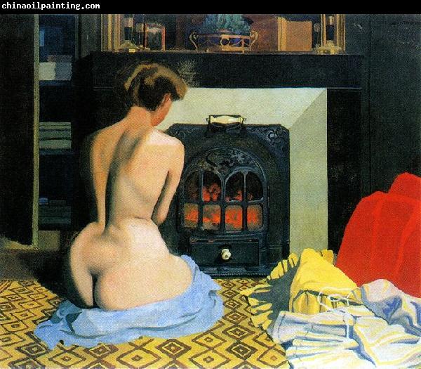 Felix  Vallotton Naked Woman Before Salamander Stove