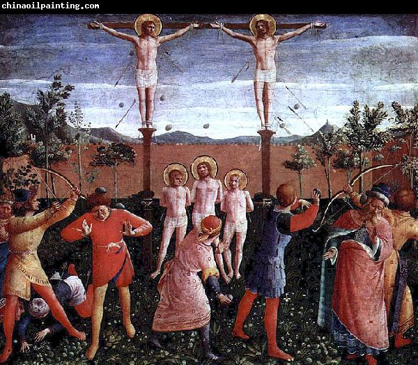 Fra Angelico Hauptaltar der Heiligen Kosmas und Damian aus dem Dominikanerklosters San Marco in Florenz, Predella, sechste Szene: Martyrium der Heiligen Kosmas und