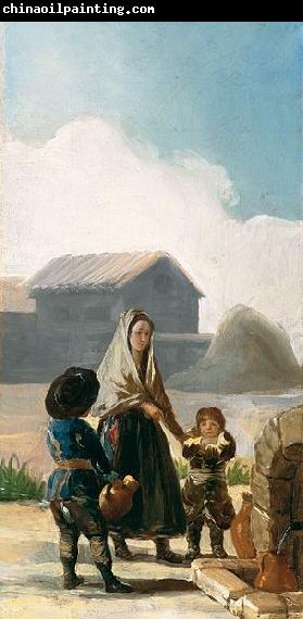 Francisco de Goya woman and two children by a fountain