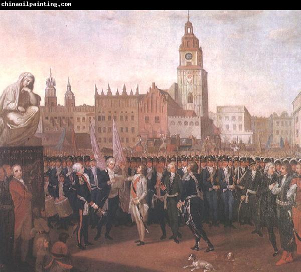 Franciszek Smuglewicz Kosciuszko taking the oath at the Cracow Market Square.