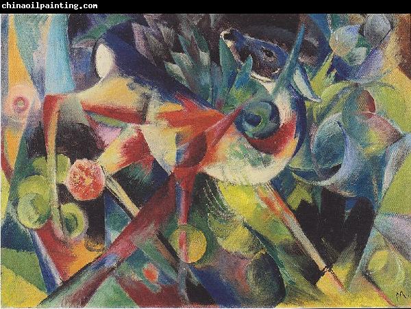 Franz Marc Deer in flower garden